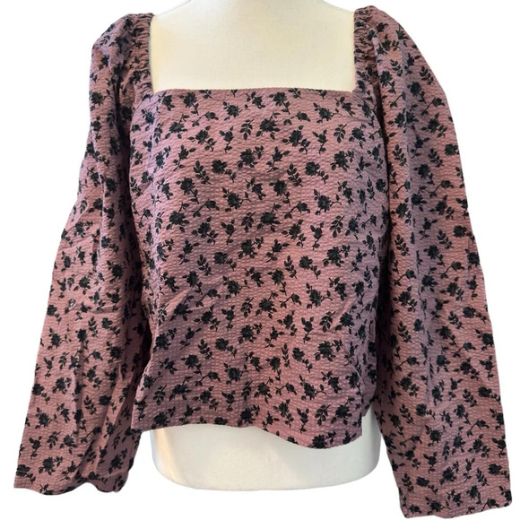 Madewell | Marilyn Seersucker Square-Neck Top in Fig (L) - Picture 7 of 7